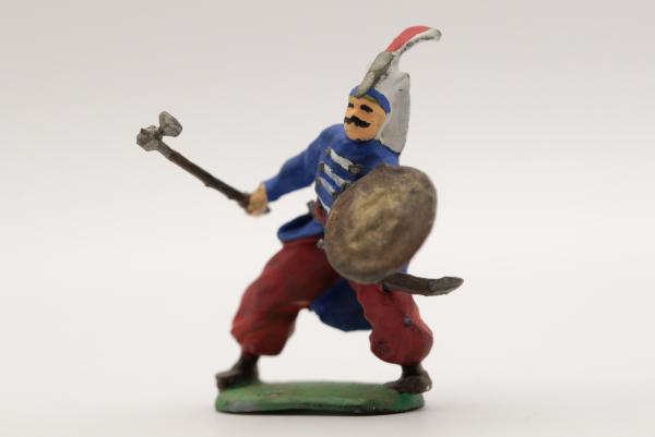 Turk fighting with hammer and round shield Janissary